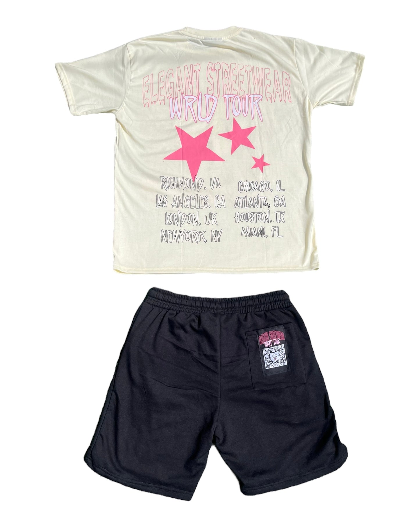 “WGTOTW v2 WRLD TOUR” shorts set - Bubblegum pink