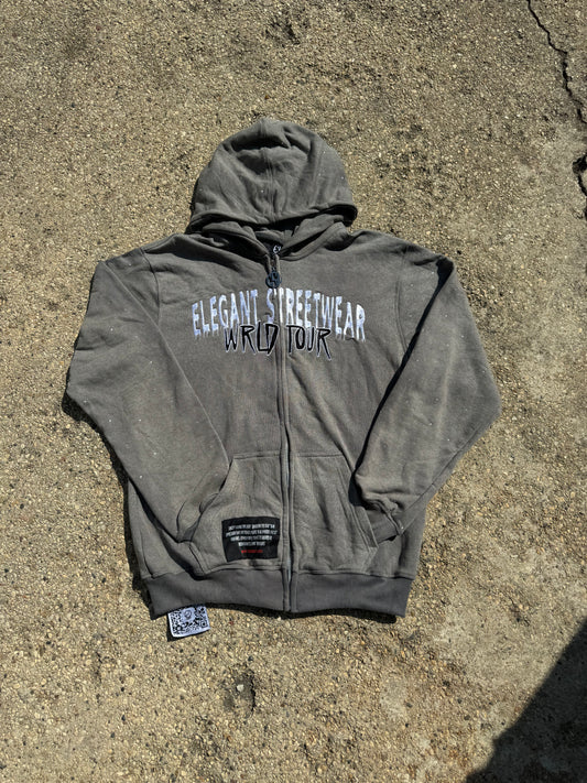 “Reach for the stars” zipped hoodie( grey )