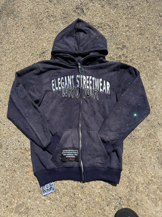 “Reach for the stars” zipped hoodie( navy )