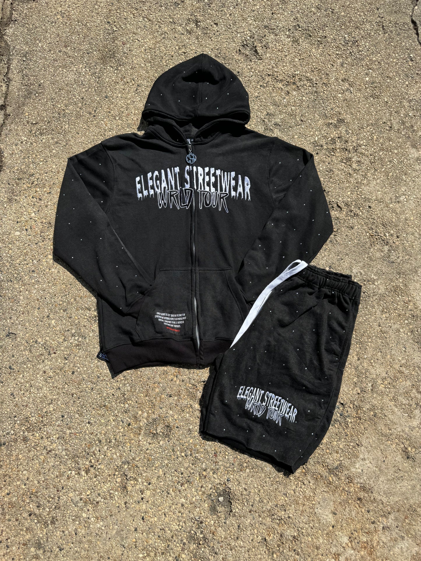 “Reach for the stars” zipped hoodie shorts set