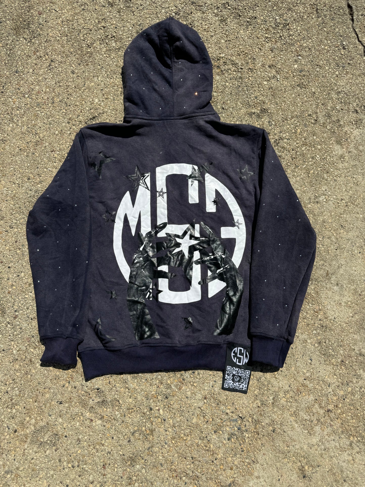 “Reach for the stars” zipped hoodie( navy )